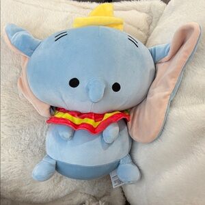 Disney Animals Blue Elephant Plush with Yellow Hat and Red Scarf 14.2”